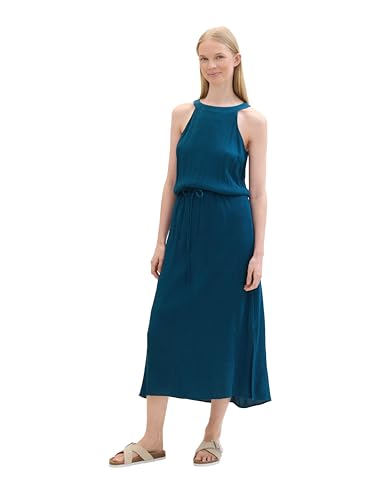 TOM TAILOR Damen Maxikleid mit American Neckline , Moss Blue, 42 von TOM TAILOR