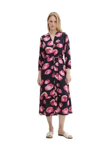 TOM TAILOR Damen Maxikleid mit Muster & Bindedetail,35888 - digital Flower Design, 44 von TOM TAILOR