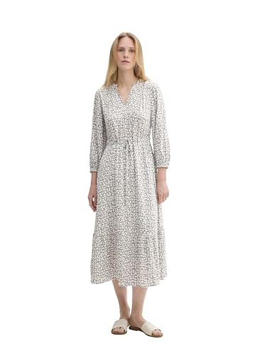 TOM TAILOR Damen Maxikleid mit Muster & Bindedetail,36134 - neutral Tile Design, 36 von TOM TAILOR