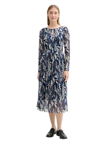 TOM TAILOR Damen Midi Mesh-Kleid mit transparenten Ärmeln, 35892 - Organic Shapes Design, 46 von TOM TAILOR