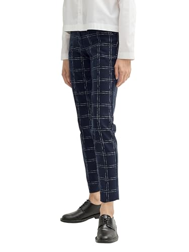 TOM TAILOR Damen Mia Slim Fit Hose,35889 - Delicate Navy Check Design, 34/30 von TOM TAILOR