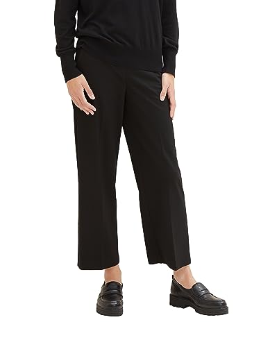 TOM TAILOR Damen Mia Straight Chino Hose Cropped, deep black, 40/28 von TOM TAILOR