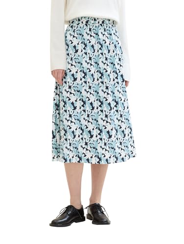 TOM TAILOR Damen Midi Plissee Rock mit Print , blue small floral design, 36 von TOM TAILOR