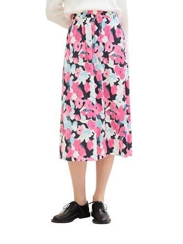 TOM TAILOR Damen Midi Plissee Rock mit Print , pink colorful floral design, 34 von TOM TAILOR