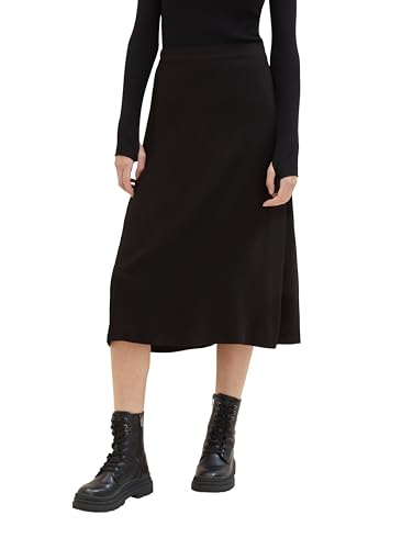 TOM TAILOR Damen Midi Rock aus Viskose, deep black, 34 von TOM TAILOR