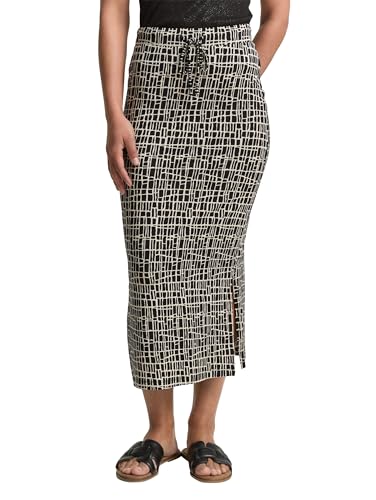 TOM TAILOR Damen 1046451 Midi Rock, 38117-Abstract Black Grid Design, 42 von TOM TAILOR