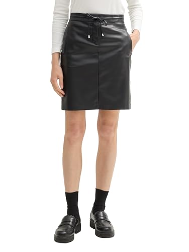 TOM TAILOR Damen Mini Rock aus Fake-Leder, 14482 - Deep Black, 42 von TOM TAILOR