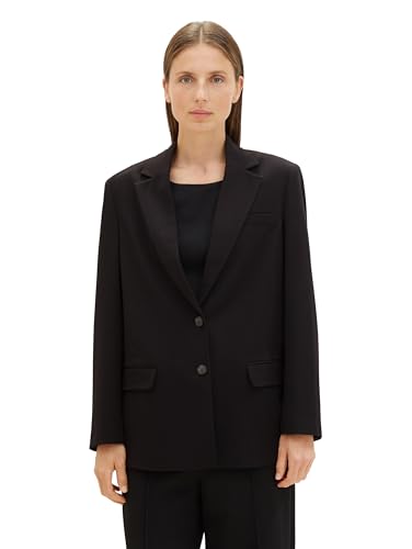 TOM TAILOR Damen Oversized Fit Basic Blazer , deep black, 46 von TOM TAILOR