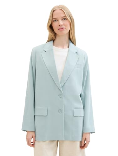 TOM TAILOR Damen Oversized Fit Basic Blazer , dusty mint blue, 40 von TOM TAILOR