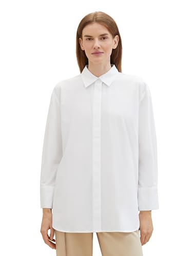 TOM TAILOR Damen Oversized Fit Basic Bluse, 20000 - White, 42 von TOM TAILOR