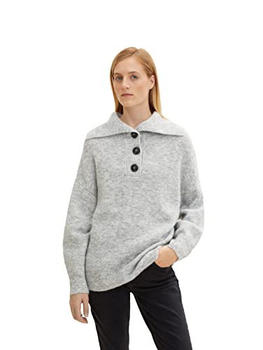 TOM TAILOR Damen Oversized Troyer Strickpullover 1034056, 30282 - Concrete Grey Melange, XS von TOM TAILOR