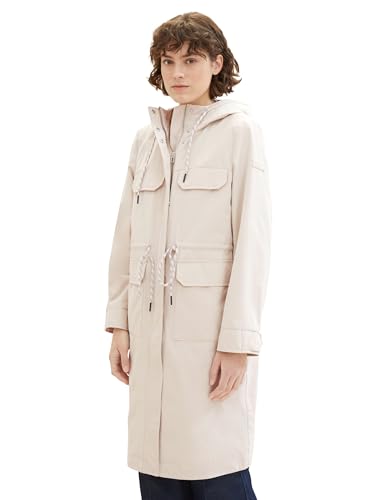 TOM TAILOR Damen Parka Mantel mit Kapuze, 27609 - Cold Beige, M von TOM TAILOR