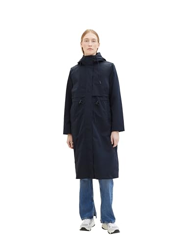 TOM TAILOR Damen Parka Regenmantel mit Kapuze, 10668 - Sky Captain Blue, XL von TOM TAILOR