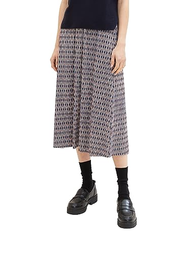 TOM TAILOR Damen Plissee Midi-Rock mit Muster , blue brown geometrics print, 36 von TOM TAILOR