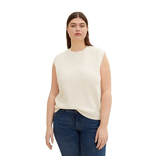 TOM TAILOR Damen Plusize Basic Pullunder 1035027, 28130 - Soft Buttercream, 48 von TOM TAILOR