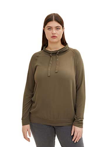 TOM TAILOR Damen Plusize Sweatshirt 1035013, 18123 - Tarmac Khaki, 52 von TOM TAILOR