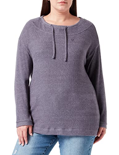 TOM TAILOR Damen Plusize Sweatshirt mit Kordelzug 1034679, 30279 - Evident Anthracite Melange, 50 von TOM TAILOR