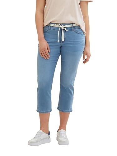 TOM TAILOR Damen Plussize Alexa Straight Cropped Jeans, 10151 - Light Stone Bright Blue Denim, 44 von TOM TAILOR