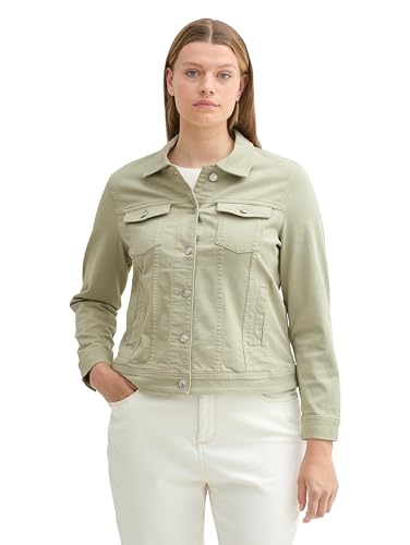 TOM TAILOR Damen Plussize Basic Colored Jeansjacke, desert green, 50 von TOM TAILOR