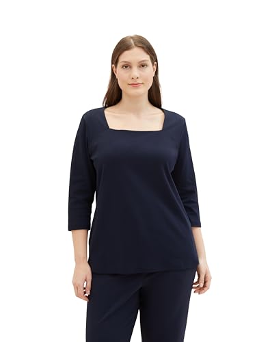 TOM TAILOR Damen Plussize Basic Langarmshirt mit 3/4-Arm, 10668 - Sky Captain Blue, 50 von TOM TAILOR