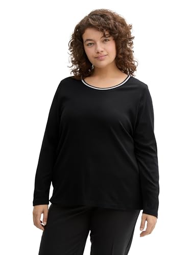 TOM TAILOR Damen Plussize Basic Longsleeve, 14482 - Deep Black, 48 von TOM TAILOR