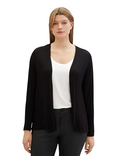 TOM TAILOR Damen Plussize Basic Sommer Cardigan , Black, 46 von TOM TAILOR