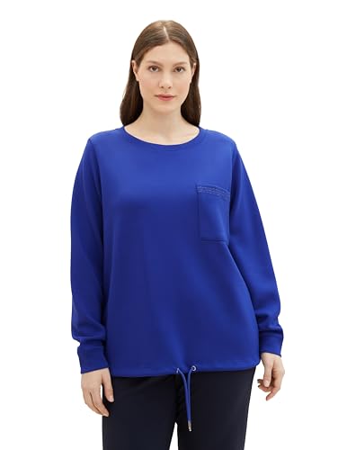 TOM TAILOR Damen Plussize Basic Sweatshirt mit Kordelzug, crest blue, 50 von TOM TAILOR