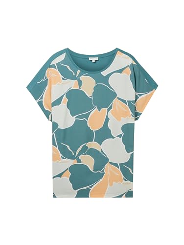 TOM TAILOR Damen Plussize Basic T-Shirt mit Print, 10697 - Sea Pine Green, 54 von TOM TAILOR
