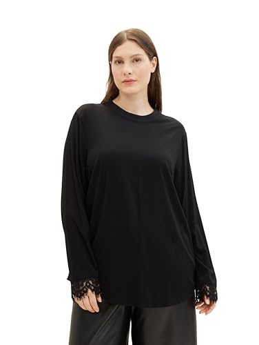 TOM TAILOR Damen Plussize Bluse mit Spitze & Stehkragen , deep black, 48 TOM TAILOR Damen Plussize Bluse mit Spitze & Stehkragen , deep black, 48 von TOM TAILOR