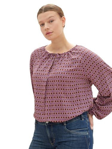 TOM TAILOR Damen Plussize Tunica Bluse mit Muster , brown geometrics print, 48 von TOM TAILOR