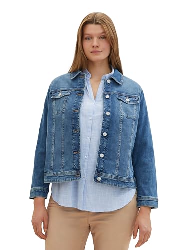 TOM TAILOR Damen Plussize Jeansjacke im Washed-Look, 10110 - Blue Denim, 52 von TOM TAILOR