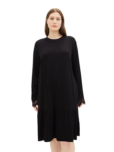 TOM TAILOR Damen Plussize Kleid mit Spitze, deep black, 46 von TOM TAILOR