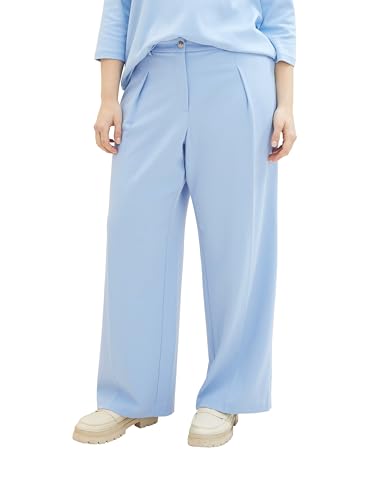 TOM TAILOR Damen Plussize Lea Straight Fit Hose mit weitem Bein, 34587 - Light Fjord Blue, 44 von TOM TAILOR