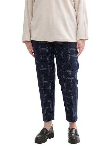 TOM TAILOR Damen Plussize Mia Slim Fit Hose,35889 - Delicate Navy Check Design, 48 von TOM TAILOR