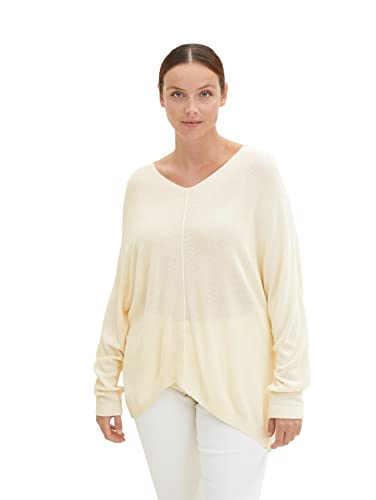 TOM TAILOR Damen Plussize Pullover mit Fledermausärmeln 1034675, 28130 - Soft Buttercream, 50 von TOM TAILOR