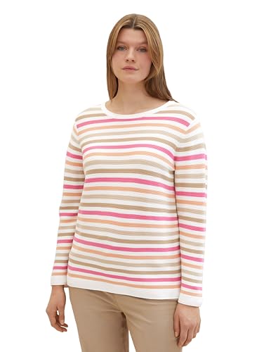 TOM TAILOR Damen Plussize Pullover mit Struktur, 34846 - Pink Peach Ottoman Stripe, 48 TOM TAILOR Damen Plussize Pullover mit Struktur, 34846 - Pink Peach Ottoman Stripe, 48 von TOM TAILOR