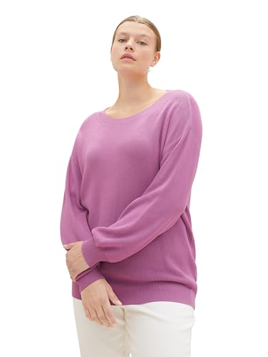 TOM TAILOR Damen Plussize Strickpullover mit Stehkragen, mauvy plum, 54 von TOM TAILOR