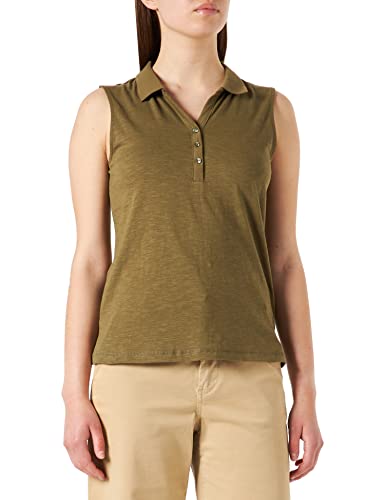 TOM TAILOR Damen Poloshirt ohne Arm 1031773, 11279 - Dry Greyish Olive, M von TOM TAILOR