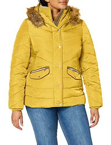 TOM TAILOR Damen Pufferjacke mit Kunstfell-Kapuze 1020604, 24270 - California Sand Yellow, 3XL von TOM TAILOR