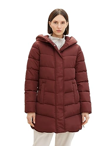 TOM TAILOR Damen Puffer Mantel mit Kapuze , raisin, M von TOM TAILOR