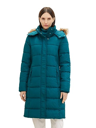 TOM TAILOR Damen Puffer Mantel mit Kapuze , shaded spruce, XS von TOM TAILOR