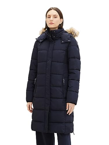 TOM TAILOR Damen Puffer Mantel mit Kapuze , sky captain blue, L von TOM TAILOR