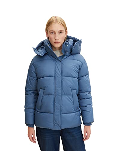 TOM TAILOR Damen Pufferjacke mit Kapuze 1032483, 10904 - Stormy Sea Blue, M von TOM TAILOR