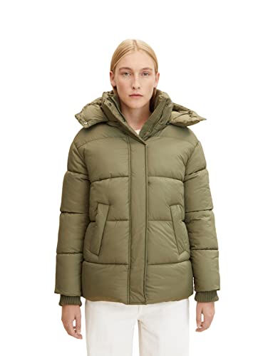 TOM TAILOR Damen Pufferjacke mit Kapuze 1032483, 10905 - Tree Moss Green, S von TOM TAILOR