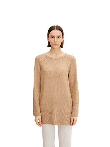 TOM TAILOR Damen Pullover Longstyle 1032628, 30263 - Soft Light Camel Melange, M von TOM TAILOR