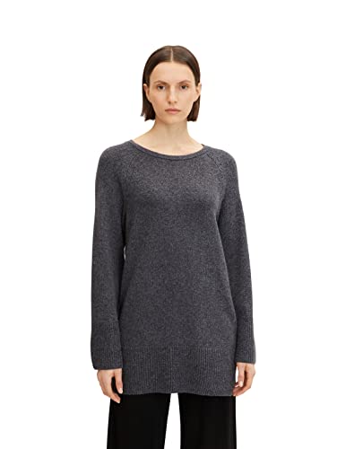 TOM TAILOR Damen Pullover Longstyle 1032628, 30281 - Evident Anthracite Melange, XL von TOM TAILOR