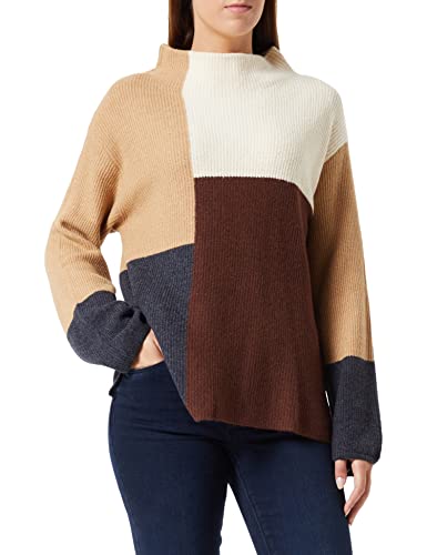 TOM TAILOR Damen Pullover mit Colorblock 1032620, 30588 - Brown Beige Colorblock, L von TOM TAILOR