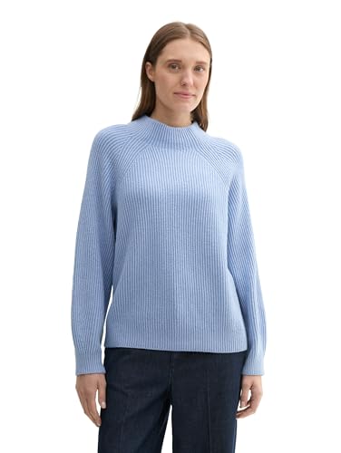 TOM TAILOR Damen Pullover mit Rippstruktur,36334 - Calm Blue Rib Structure, XS von TOM TAILOR