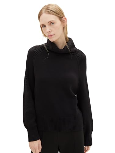 TOM TAILOR Damen Pullover mit Rollkragen, deep black, S von TOM TAILOR