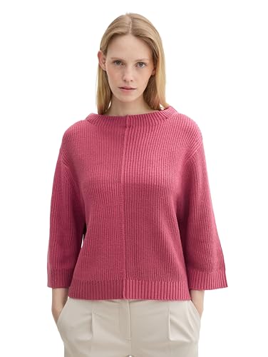 TOM TAILOR Damen Pullover mit Struktur,36341 - pink Patched Rib Knit, S von TOM TAILOR